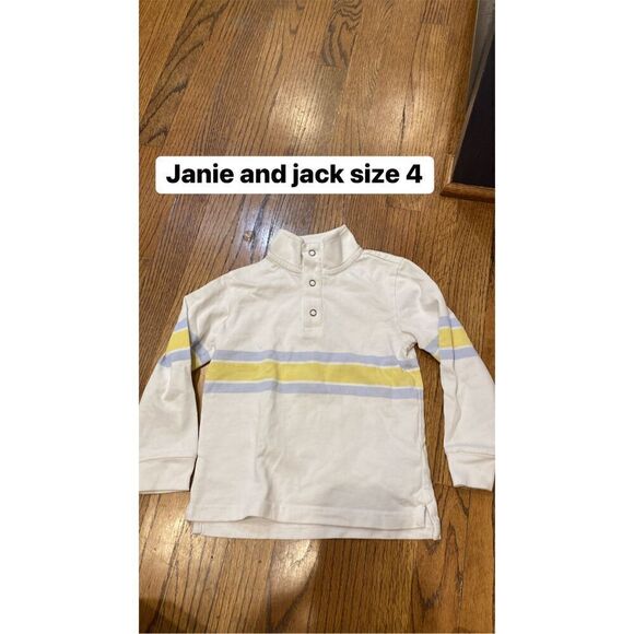 Janie and Jack Long Sleeve Striped Jersey Pullover Polo shirt size 4 - Picture 1 of 1